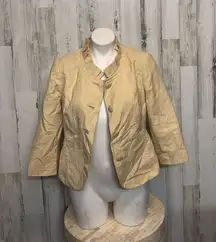 Willi Smith Beige Cropped Ruffle Collar Jacket Size 8