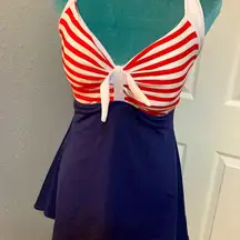 Vintage pinup sailor suit, halter dress swimsuit, size 10