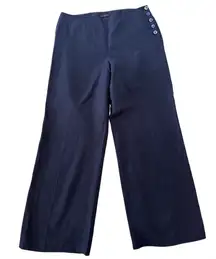 Talbots Navy Linen Wide Leg Pants Size 10 Petite