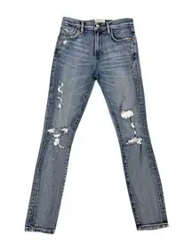AGOLDE Sophie High Rise Crop Straight Medium Wash Distressed Jeans Size 25