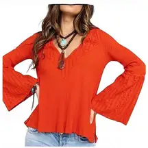 Free People Parisian Nights Bell Sleeve Top Size: S
