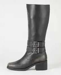 The Drop Women's Sage Distressed Cognac Tall Biker Boot w/ Buckles NWT size 8.5