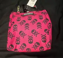 Betsey Johnson Pink Black Skull Crossbones Insulated Lunch Bag NWT