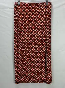 Ann Taylor LOFT Red Floral Maxi Skirt with Side Slit Size Small