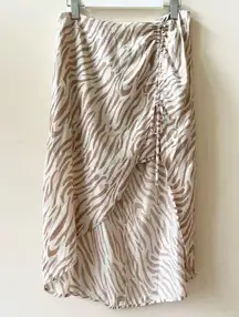 Brown Zebra Print Slit Drawstring Skirt