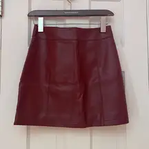 Forever21 Maroon High Waisted Red Faux Leather Skirt