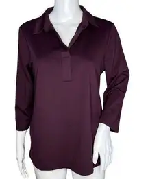 Chicos Shirt Womens Medium 1 Deep Purple Slinky Career Casual Office Work Travel