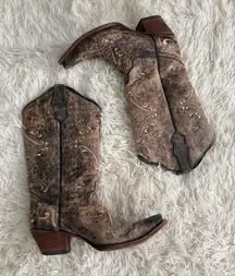 Circle G Women's Size 8.5M Distressed Brown Embroidered Western Cowboy Boots