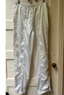 Vintage 80s Head Sportswear White Shiny Satin Jogger track elastic Pants Medium
