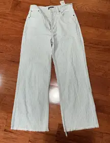 Abercrombie and fitch pinstripe wide leg pants size 27 button fly raw hem