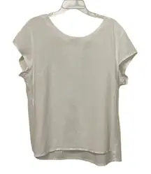 Flax White Linen Short Sleeve Pullover Top Blouse Womens Size Large