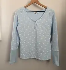 frankie’s bikinis XL Angel Waffle Long Sleeve Top Flurries Baby Light Blue