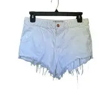 Abercrombie & Fitch High Rise Braided Waist Fringe Hem Festival Shorts White Sz4