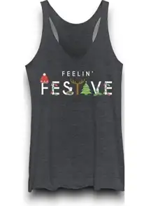 “Feeling Festive” Christmas Racerback Tank Top In Black - FIFTH SUN Size XS NEW