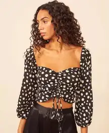 Desmond Ruched Polka Dot Crop Top