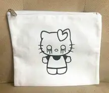 Cosmetic Bag Makeup Hello Kitty Canvas Clutch Travel Storage WhitePouch 8x10 New