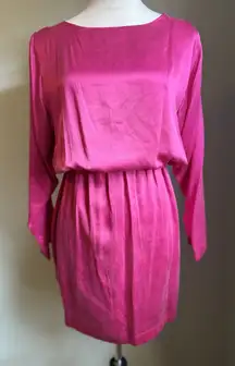 Mary Jo Bruno Vintage Hot Pink Silk Dress Retro Cocktail Party Mini Sexy Glam Sm