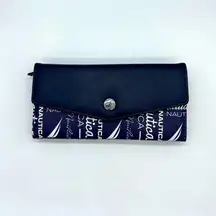 Nautica navy blue logo snap wallet