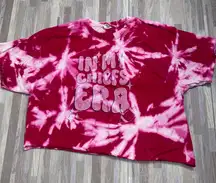 Women’s Red and White Tie-Dye KC Chiefs Cutoff T-Shirt Size XL