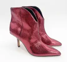 Marc Fisher LTD Boots Size 6 Haylian Point Toe Ankle Reptile Print Metallic Heel