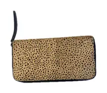 Lucky Brand Cheetah Print Wristlet Wallet Clutch Cosmetic Bag