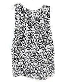 Black & White Leopard 100% Silk Sleeveless Relaxed Fit Tank Top 6