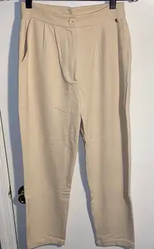 Bogner Pleated Beige High-Waisted Ankle Pant