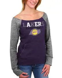 Lakers Los Angeles Women's Off The Shoulders Sweatshirt Size Large New With Tags