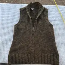 J JILL WIMEBS SMALLBrown Sleeveless Zip-Up Vest 42wool  13 Alpaca green olive
