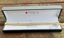 MACY'S Diamond Accent Fine Silver Plate Tennis Bracelet Jewelry W/Box|MSRP: $100