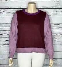 Lane Bryant NWT Size 22/24 Purple Colorblock Long Sleeve Crop Length Sweater Top