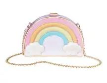 NWT STONEY CLOVER LANE Rainbow Hard Clutch Lavender Bag