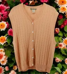 Vintage Y2K Bobby Chan Creamsicle Silk Blend Sweater Vest Old Money Size M