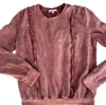 Eri + Ali Anthropologie watercolor dark rose sweatshirt, EUC size M