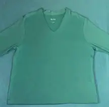 BLAIR V-neck top 3/4 sleeves light turquoise blue color soft cotton NEW size M