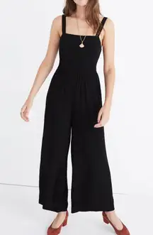 Madewell Smocked Crop Wide Leg Jumpsuit in True Black 2 H1084