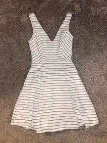 White Black Striped Dress