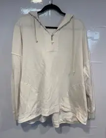 Aerie Quarter Button Beachy oversized Off-White Hoodie