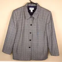 Pendleton Women’s Virgin Wool Plaid Blue Cream Button-Up Long Sleeve Shacket