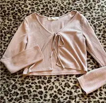 Cropped tie cardigan 