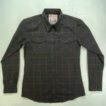 Dixxon Flannel Co Womens L The Redline Plaid‎ Flannel Shirt Snap Button - flaw