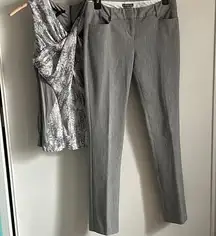 Express Women’s Light Gray Columnist Slim Fit Career Dress Trouser Slacks