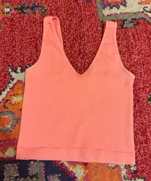 Nikibiki Peach Ribbed V-Neck Tank Top