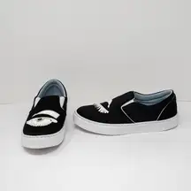 NEW Chiara Ferragni Flirting Wink Neoprene Low Top Slip On Sneakers Shoes Black