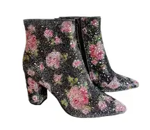 Betsey Johnson Cady Floral Rhinestone Heeled Boot Size 6 SKU#243170