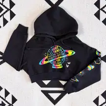 Rave After Rave Rainbow Energy Cropped Hoodie in Black XS