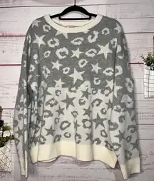 Andrée by Unit Star & Leopard Print Women’s Boutique Sweater 1X