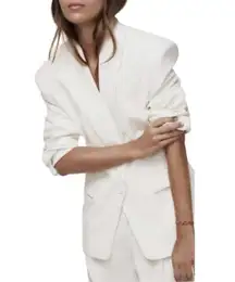 Zara Into The Night Blazer Ecru Kate Moss Limited Edition Shoulder Pad RARE Sz L