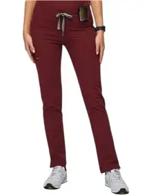 FIGS Yola Scrub Pants Burgundy Womens Size Sm Hospital Nurse Comfort Pants EUC
