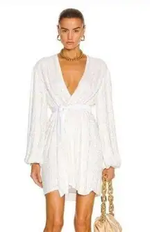 Retrofete Gabrielle Robe Dress in White Sequins Size Small NWT Long Sleeve Bride